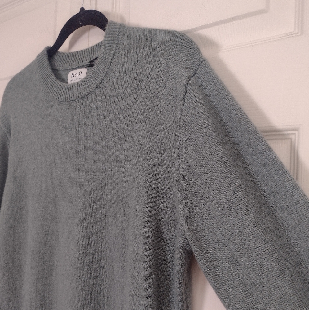 H&M Essentials No. 10 Wool Blend Crewneck Raglan Sweater Sage Green Men's Small - Picture 8 of 16